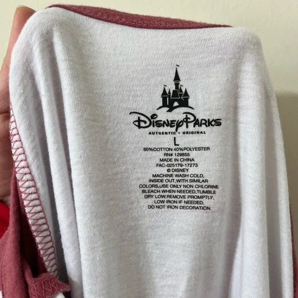 Disney Vacation Mode Mauve Pink White Raglan 3/4 Sleeve Baseball Tee Size Large - Picture 8 of 8